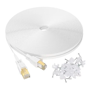 Jadaol Cat 8 Ethernet Cable 35ft Flat-Gold Plated 40Gbps 2000Mhz Network - Picture 1 of 8