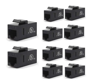 ๐ฅ VCELINK RJ45 Cat6 Keystone Coupler โ 10 Pack | Black | UL-Listed | PoE-Ready - Picture 1 of 9