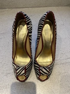 Moda in Pelle Women's Animal Print And Red Peep Toe Stiletto Shoes Size EUR 40 - Picture 1 of 13