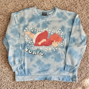 Ponyo Studio Ghibli Blue White Sweater Sweatshirt Sz Large - Picture 1 of 4