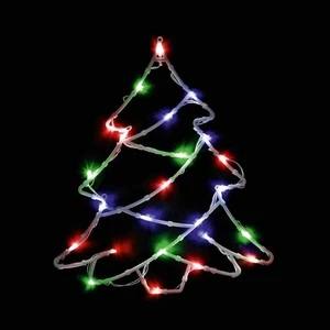 Sagoma Albero di Natale 24 LED Illuminazione Decorazione Finestra Festiva - Foto 1 di 2