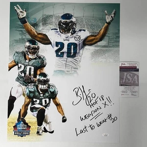 Signed Brian Dawkins 3x Inscribed HOF 18 Last To Wear #20 16x20 Photo JSA COA - Picture 1 of 1