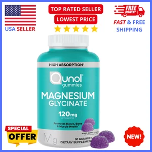 Qunol Magnesium Glycinate Gummies – High Absorption 120mg, 90ct Berry Flavor - Picture 1 of 11