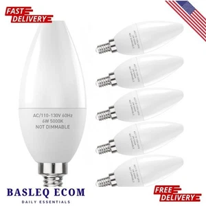 E12 LED Light Bulbs B11 60W Eq 6W 600 Lumen 5000K Cold White 6 Pack - Picture 1 of 5