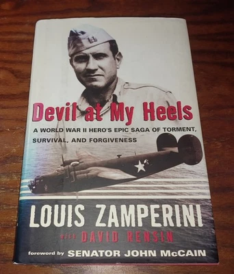 Louis Zamperini - SIGNED / Devil at My Heels / 2003 1ST MORROW HBDJ / UNBROKEN - Image 1 of 4