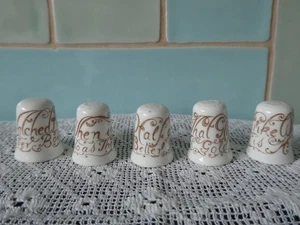 CROWN STAFFORDSHIRE CERAMIC THIMBLE SET Of 5 Of PROVERBS SERIES 1 - Picture 1 of 8