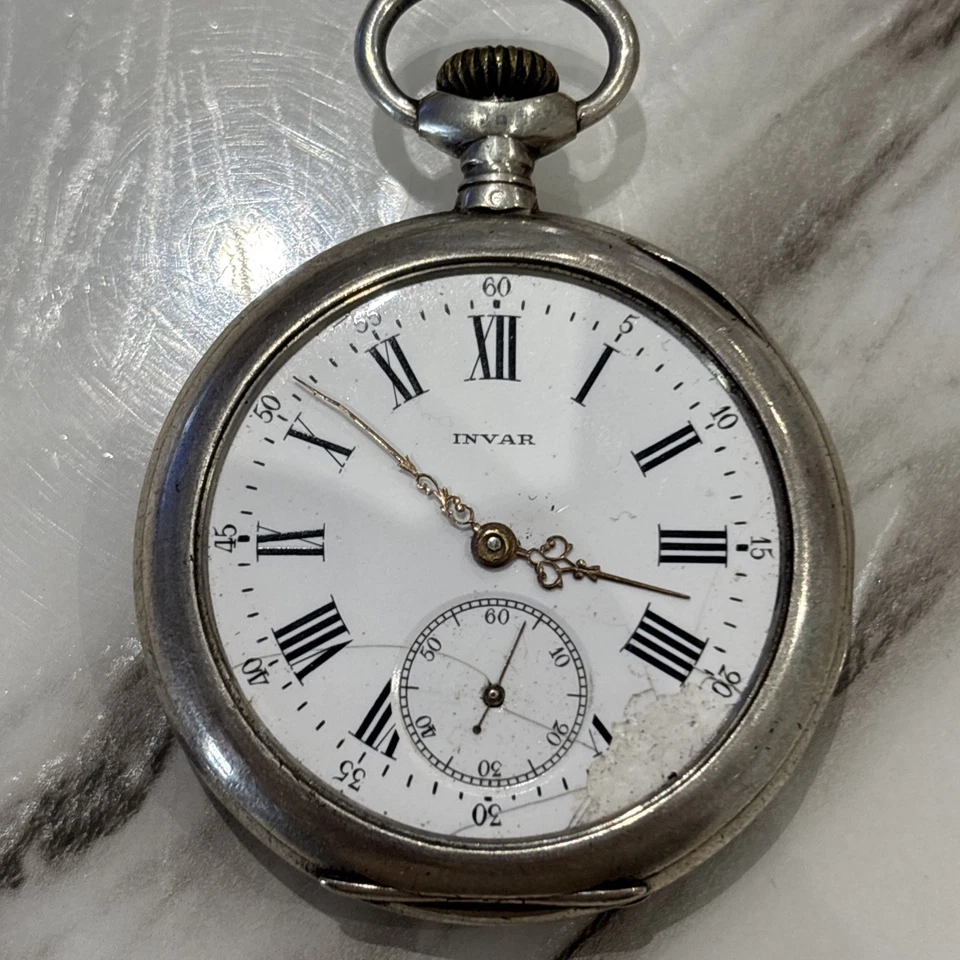 Montre gousset homme argent invar - Photo 1/4