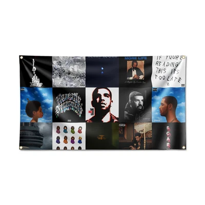 Cubiertas de álbum de rapero Drake collage bandera pancarta arte de pared tapiz + ojales de latón Foto 1 de 4