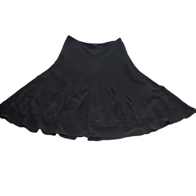 Jones NY Mujer 16 Falda Midi de Seda Negra Lagenlook Hada Oscura Ojales Cachicho Foto 1 de 4
