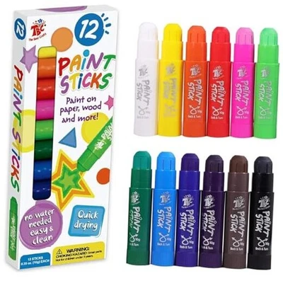  Palos de pintura, colores clásicos, lavables, no tóxicos, palos de pintura al temple para 12 Foto 1 de 4