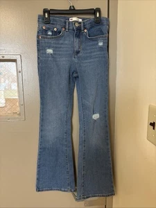 Levis 726 Flare Kids Girl Size 10 Denim NEW Jeans 24x23.5 Distressed Destoyed - Picture 1 of 8