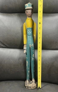 Statue vintage figure coloniali in legno dell'Africa occidentale Baule intagliate a mano, alte 20" - Foto 1 di 15