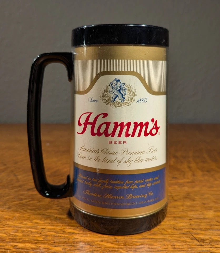 Taza de plástico térmica vintage Hamms Beer Beer Beer Hamms Beer Stein publicidad Foto 1 de 4