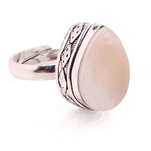 Silver Plated Adjustable Handmade Ring For Women Mother Of Pearl Gemstone R-436 - Picture 1 of 3