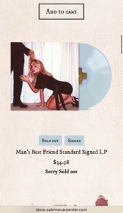 PRESALE AUTOGRAPHED SIGNED Sabrina Carpenter Man's Best Friend Vinyl LP - Picture 1 of 1