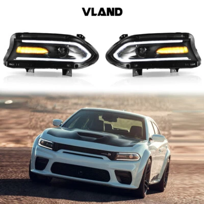VLAND For 2015-2022 Dodge Charger LED Headlights Dual Beam Projector Front Lamps - Image 1 of 4