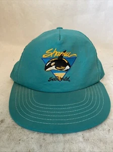 Vintage Sea World P Hat Shamu Snapback Marine Life Ocean 90s One Size Aqua USA - Picture 1 of 13