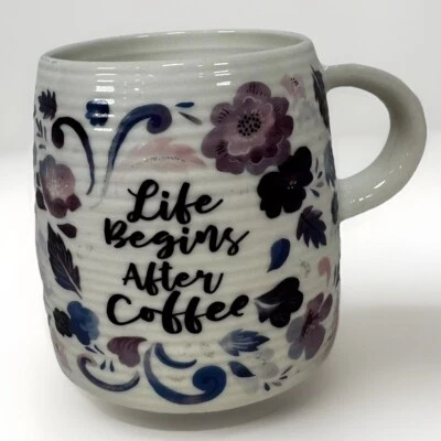 Cypress Coffee Mug Floral Life Begins After Coffee Purple Flowers Ceramic - Image 1 of 4