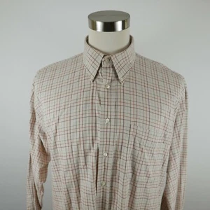 Jos A Bank Mens Executive LS Button Down Beige Multi Color Plaid Dress Shirt L - Picture 1 of 10