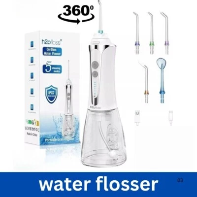 INTELLIWATER FLOSS Kabellose Zahnseide aufladbar Dental Munddusche Zahnreiniger 5 Düsenspitze