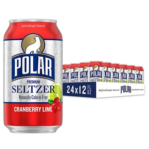 Polar Seltzer Water Cranberry Lime, 12 Fl Oz Cans, 24 Pack - Picture 1 of 12