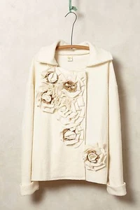 NWT ANTHROPOLOGIE GARDEN PARTY BOILED WOOL IVORY JACKET SWEATERCOAT by MOTH S - Picture 1 of 2