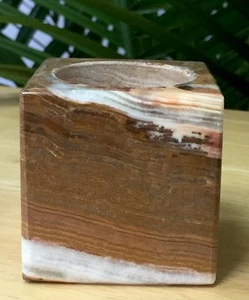 Candelabro de ónix multicolor piedra natural candelabro ritual metafísico. - Imagen 1 de 10