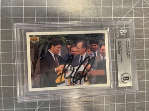 1991-92 UPPER DECK #47 MARIO LEMIEUX PITTSBURGH PENGUINS SIGNED CARD BECKETT - Picture 1 of 2