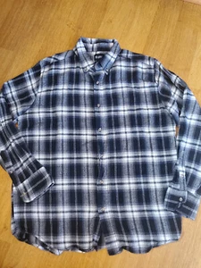 PBX Basics Plaid Flannel Casual Button Up Shirt Mens Size Large Black/White - Picture 1 of 4