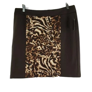 Gonna donna Nue Options taglia PXL marrone stampa animalier maglia dritta cerniera nuova - Foto 1 di 9