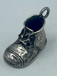 Vintage Danecraft Sterling Silver Newborn Baby Child Booty Shoe 3d Charm Pendant - Picture 1 of 10