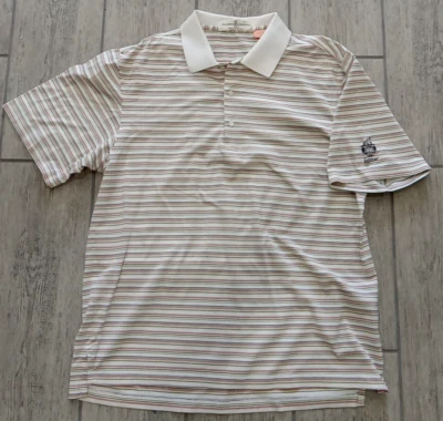 Polo de golf Secession de colección para hombre grande marrón a rayas calle y verde manga corta Foto 1 de 4