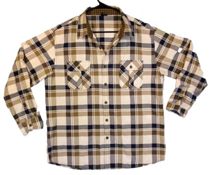 Vese Mens Collared Long Sleeve Plaid Shirt Button Pockets Green Blue Roll Tab XL - Picture 1 of 8