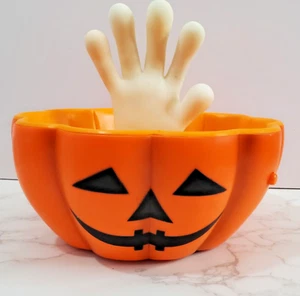 Gemmy Halloween Süßigkeitenschüssel 2002 animierte greifende Hand Geist Clown 8,5x8" FUNKTIONIERT - Bild 1 von 12