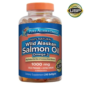 Cápsulas blandas de aceite de salmón silvestre de Alaska Pure 1000 mg Omega-3 210 exp: 26/08 - Imagen 1 de 3