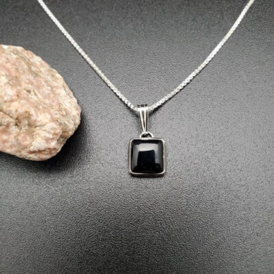 Pendente Fatti A Mano In Argento Sterling 925 Con Gemma Di Onice Nero S-41 - Immagine 1 di 4