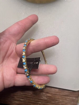 BCBG MAXAZRIA 金色和绿松石手镯手链 — 第 1/4 张图片