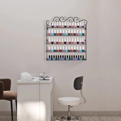 Soporte organizador de exhibición montado en la pared estante de esmalte de uñas negro de 5 niveles soporte de metal Foto 1 de 4