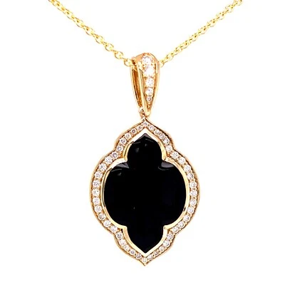 Diamante Kabana de oro amarillo de 14 quilates con colgante de ónix negro Foto 1 de 2