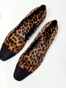 Zara Women NWT Zara Cap Toe Animal Print Ballet Flats Ref 2518/510 AW19 Sz 7.5 - Picture 1 of 5