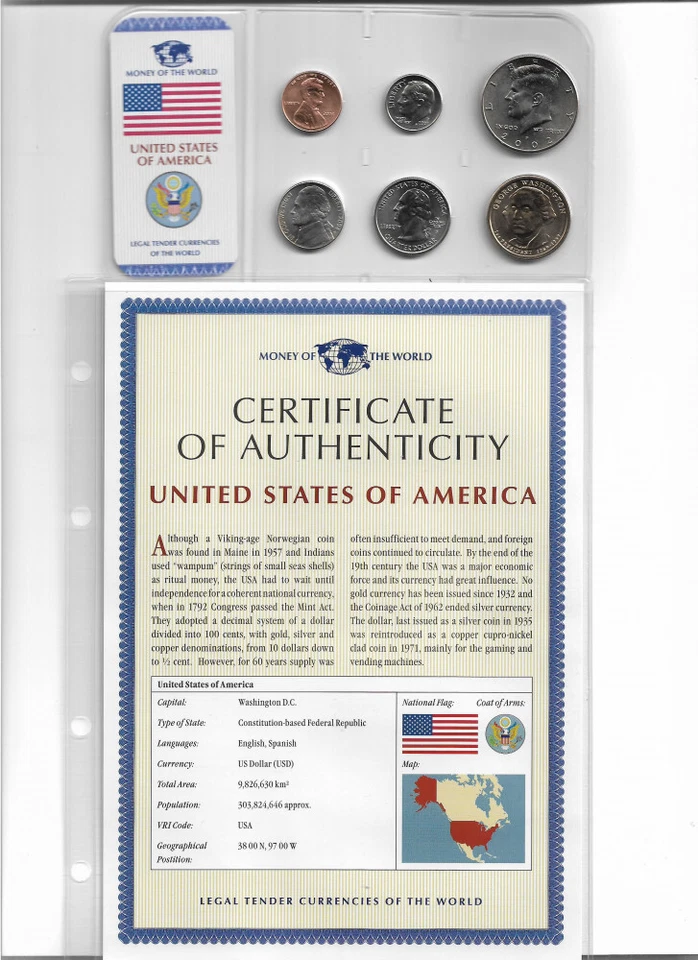 UNITED STATES OF AMERICA - Complete Coin Set - UNC Sealed, with Certificate - Image 1 of 2