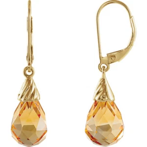 8,6 ct. tw. Citrin Briolette Ohrringe in 14 Karat Gelbgold - Bild 1 von 2