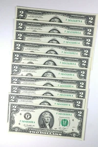 10 neue 2 $ Scheine fortlaufende Seriennummern 2013  - Bild 1 von 3