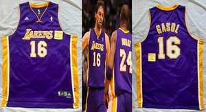 Vintage Mens XXL (52) Length+2 Pau Gasol L.A. Lakers Adidas Purple Sewn Jersey - Picture 1 of 10