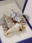 3 Ct Marquise Engagement Promise Ring simulated Diamond 14k Yellow Gold Plated