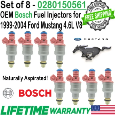 Genuine Bosch x8 Fuel Injectors for 1999-2004 Ford Mustang 4.6L V8 #0280150561 Foto 1 de 4
