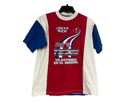 Vintage Costa Rica Shirt Mens Large Soccer Jersey 100% Ticos Futbol Double Sided Cover