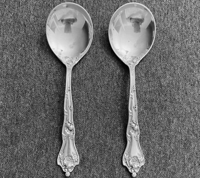 2 cucharas soperas redondas (caldo) de caña y bartón con intaglio de ley Foto 1 de 4