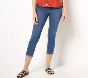 Belle Kim Gravel Pet. Jeans Primabelle Crop con orlo sfilacciato - lavaggio risciacquo, Petite 10 - Foto 1 di 1