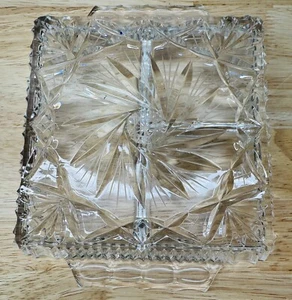 Piatto vassoio gusto quadrato 24% cristallo piombo 3 sezioni quadrato diviso 8" irena - Foto 1 di 4